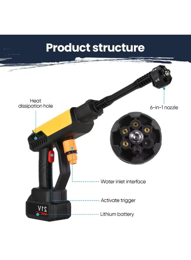 سوبر ستار غسالة ضغط يدوية لاسلكية مزودة ببطارية مزدوجة، فوهة 6 في 1، 198 فولت - 600 رطل لكل بوصة مربعة - Image 2