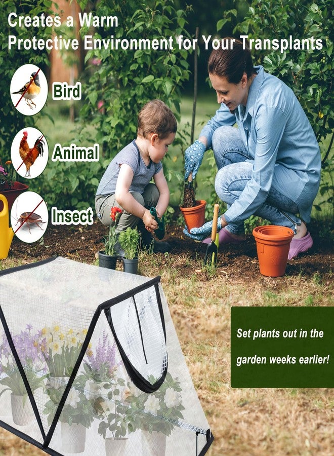 Mofuiry Garden Row Accelerator Plants Cover, Foldable Raised Garden Bed Cover with Zipper Door Waterproof Small Greenhouse Plant Cage Guard Protector for Vegetable Flower Fruits from Animals,33×13×15In - Image 4