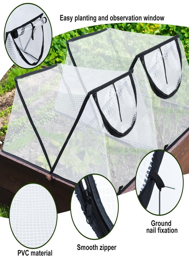 Mofuiry Garden Row Accelerator Plants Cover, Foldable Raised Garden Bed Cover with Zipper Door Waterproof Small Greenhouse Plant Cage Guard Protector for Vegetable Flower Fruits from Animals,33×13×15In - Image 3