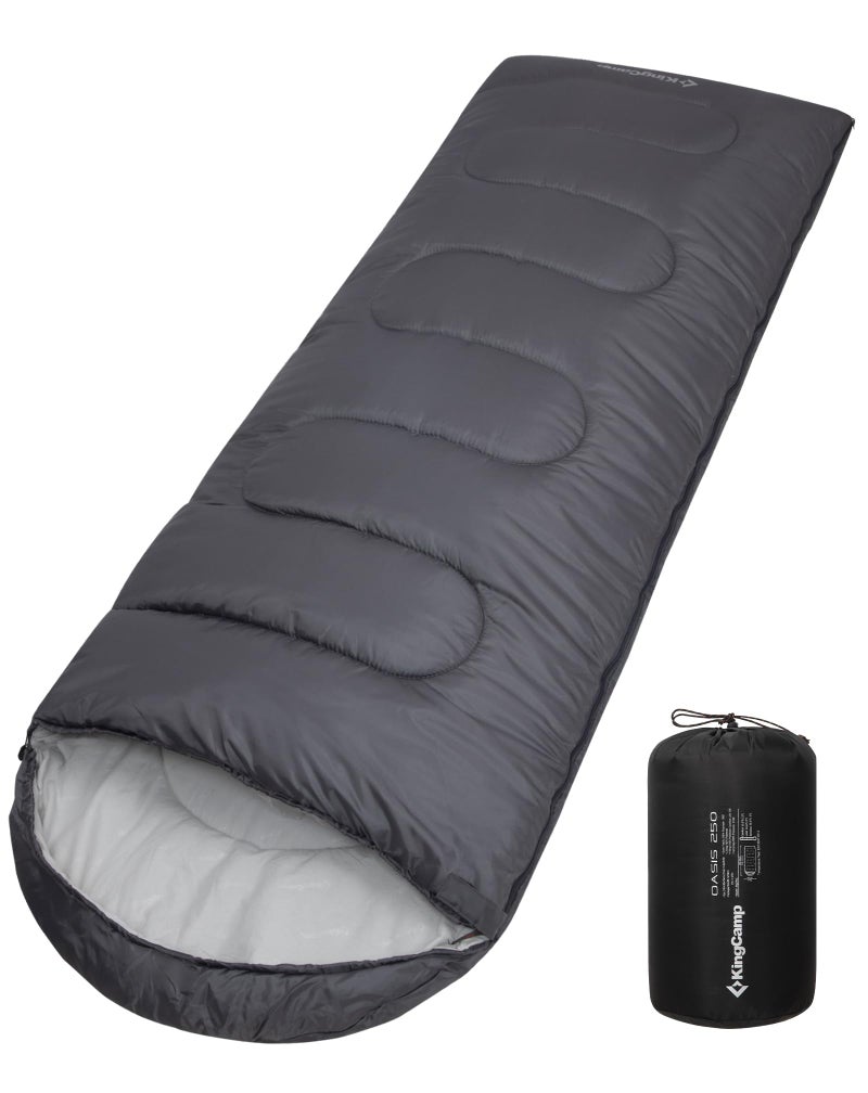 KingCamp Sleeping Bag Winter Sleeping Bags Single Camping 3 Seasons Lightweight Waterproof Compact Portable for Hiking Camping Mountaineering Travel Hiking Adults 220 x 75 cm Grey Ds. - Image 1