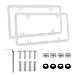 Alpmosn 2PCS Stainless Steel License Plate Frames 4 Holes Car Licence Plate Covers with Screws Washers and Caps Car Exterior Accessories License Plate Holder for US Vehicles White - Image 2