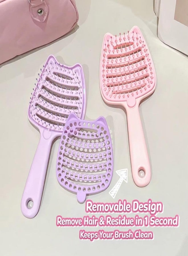 RNAZLIS Hair Brush with Removable Base for Easy Cleaning Curly & Straight Hair Brush for Women & Men Accessories Use in Salon, Home & Personal Use (Pink) - Image 2
