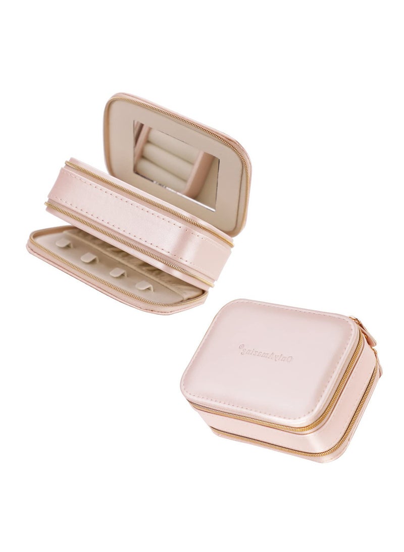 Excefore Jewelry Travel Organizer, Portable Jewelry Holder Case for Women Travel Jewelry Organizer Double Layer Necklace, Earring, Ring, Pendant, Bracelet Storage Box - Image 1