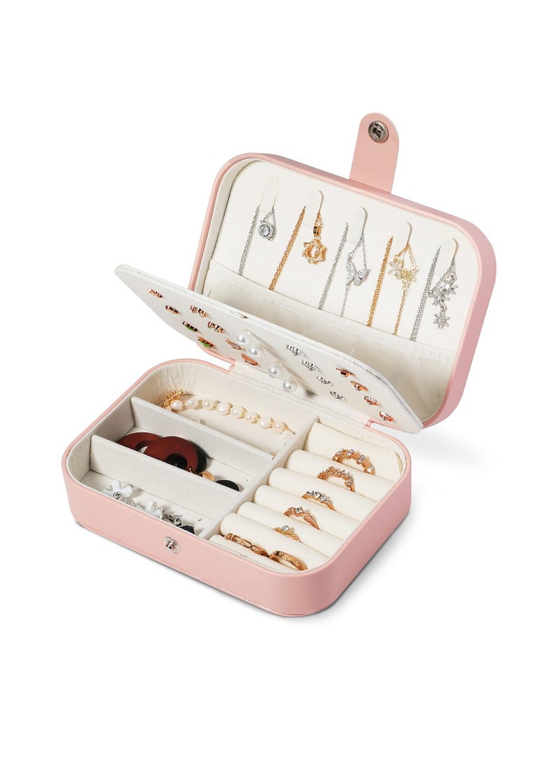 Excefore Jewelry Travel Organizer, Portable Jewelry Holder Case for Women Travel Jewelry Organizer Double Layer Necklace, Earring, Ring, Pendant, Bracelet Storage Box - Image 2