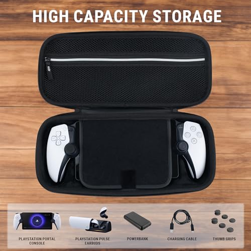 Orzly Carry Case designed for Playstation Portal remote player for PS5 Console holds accessories, Travel and Storage Protection for headset charger and more BLACK/WHITE - Gift box edition - Image 5