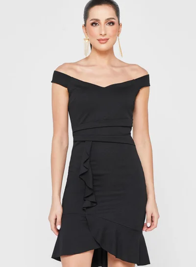 Ella Limited Edition Ruffle Hem Off Shoulder Dress
