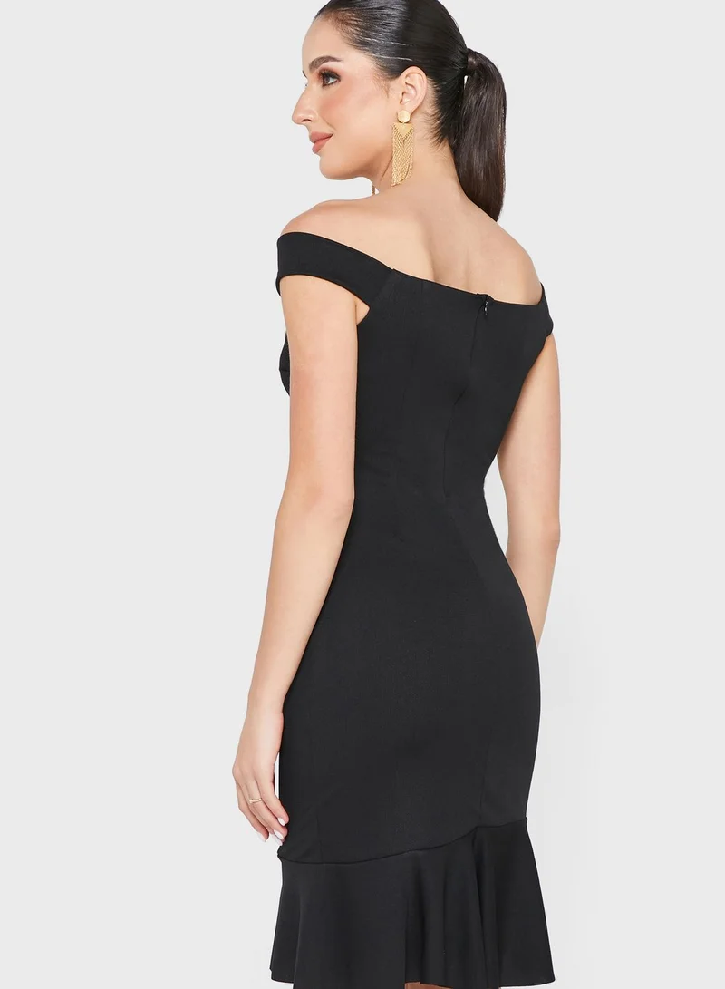 Ella Limited Edition Ruffle Hem Off Shoulder Dress
