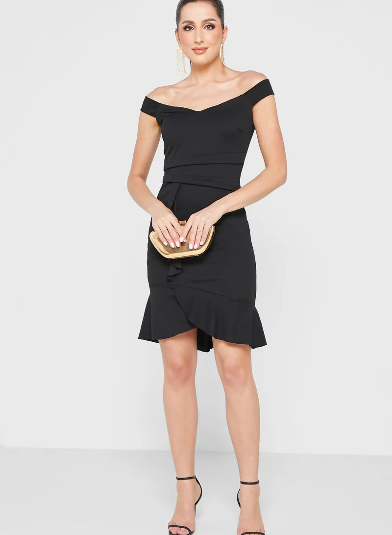 Ella Limited Edition Ruffle Hem Off Shoulder Dress