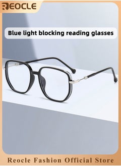 REOCLE Women's Progressive Multifocus Reading Glasses Spring Hinge Blue Light Blocking Glasses Large Square Reading Glasses  - Image 1
