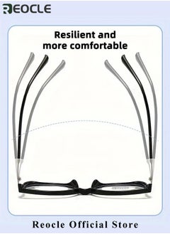 REOCLE Women's Progressive Multifocus Reading Glasses Spring Hinge Blue Light Blocking Glasses Large Square Reading Glasses  - Image 4