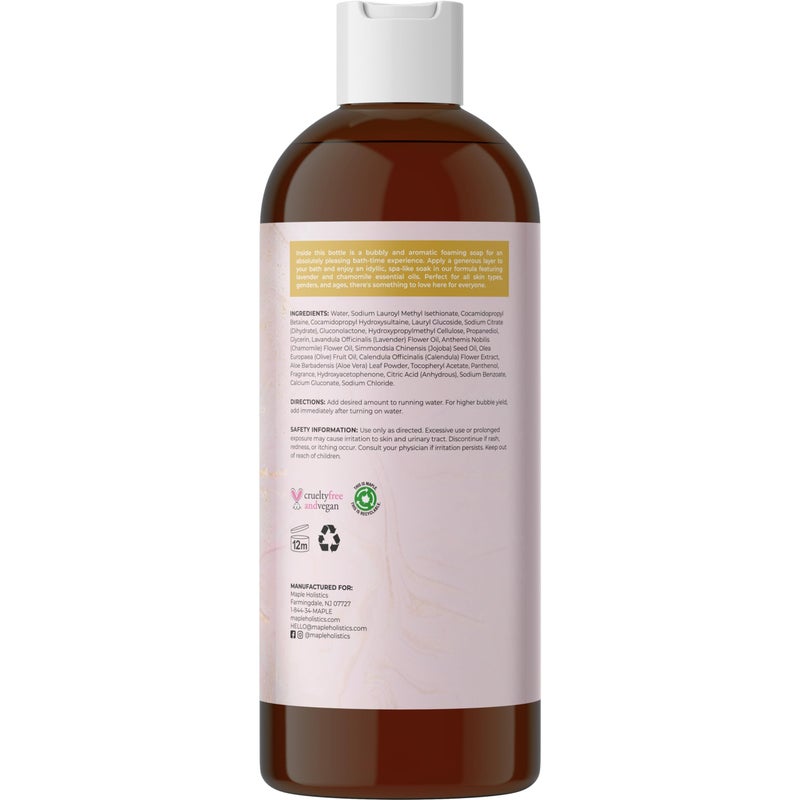 Maple Holistics Luxurious Lavender Bubble Bath for Women - Sulfate Free Lavender Vanilla Bath Bubbles for Women Relaxing Bath Foam with Chamomile Calendula and Sage - Aromatherapy Bubble Bath Foaming Bath Oil for tub - Image 4