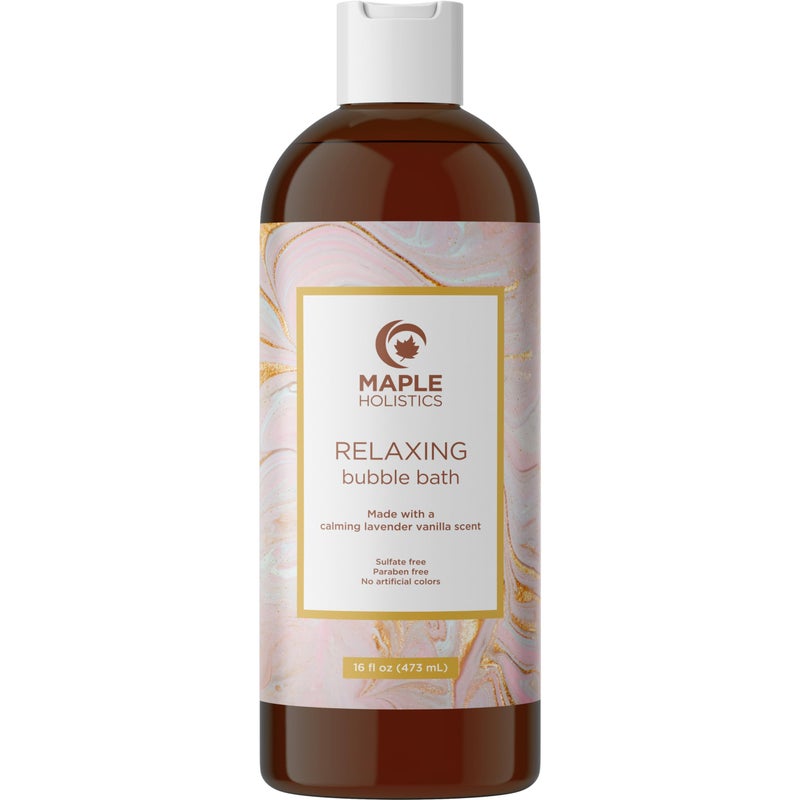 Maple Holistics Luxurious Lavender Bubble Bath for Women - Sulfate Free Lavender Vanilla Bath Bubbles for Women Relaxing Bath Foam with Chamomile Calendula and Sage - Aromatherapy Bubble Bath Foaming Bath Oil for tub - Image 1