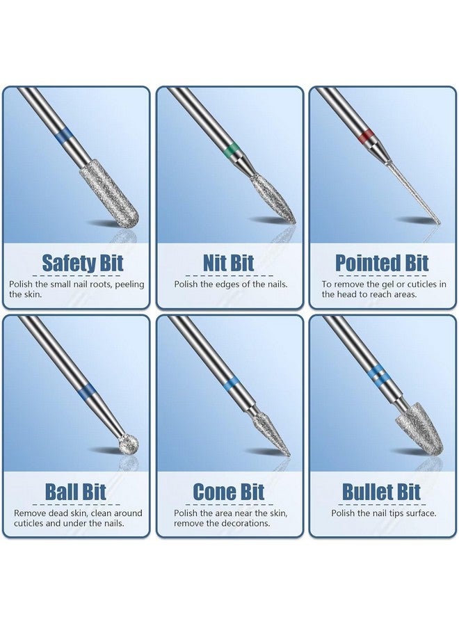Depvko 13Pc Nail Drill Bits Set, Drill Bits For Nails, 3Pcs Tungsten Carbide Drill Bits+ 3Pcs Ceramic Efile Nail Drill Bits+ 6Pcs Diamond Drill Bits+ 1Pcs Brush, 3/32 Inch Nail Bits For Nail Drill - Image 1