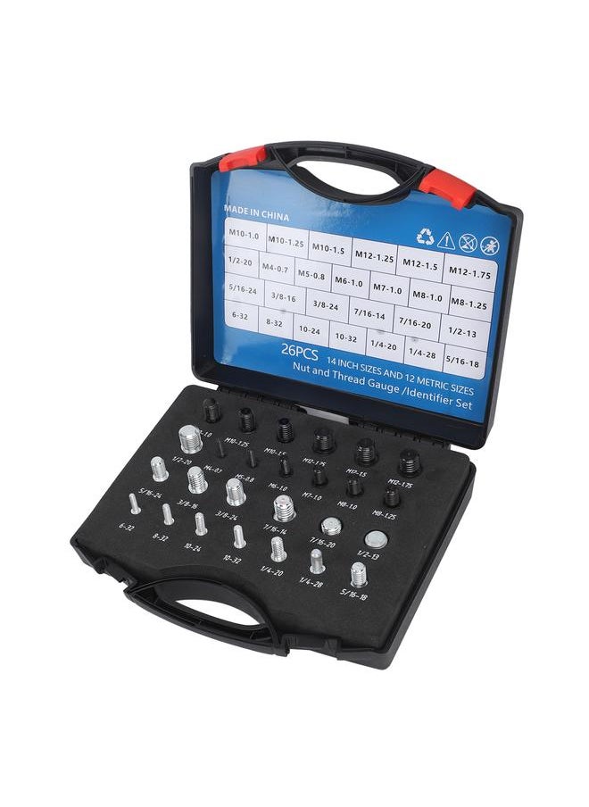Thoraya 26 PCS Nut Bolt Thread Checker High Accuracy Carbon Steel ABS Nut and Bolt Thread Gauge Set for Detecting Fixed Bolts  - Image 5