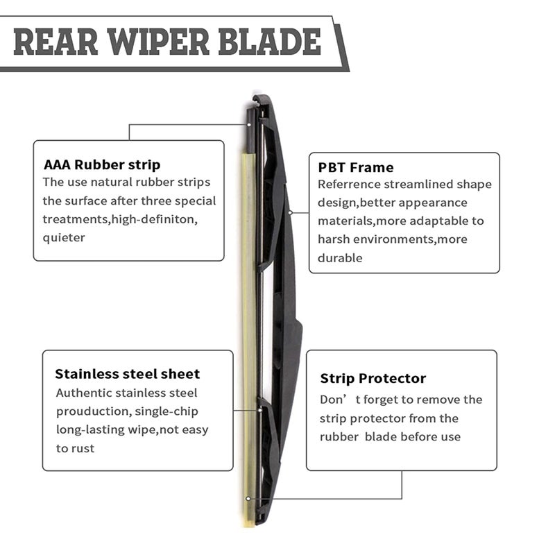 AutoClean Rear Wiper Arm Blade Set For Mahindra Xuv 500 (Windshield Washer Tablet Free) - Image 5