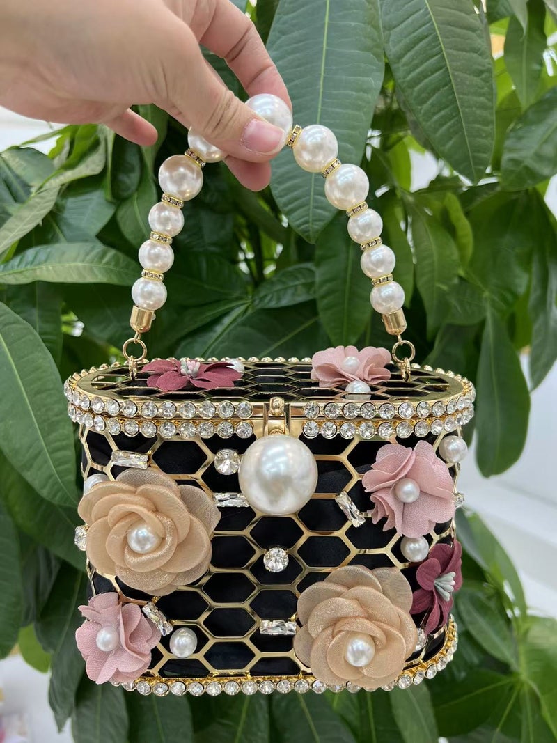 (Order) Model Full Rhinestone Floral Crossbody Handbag Shoulder Bag Women'S Bag Fashionable Versatile - Image 1
