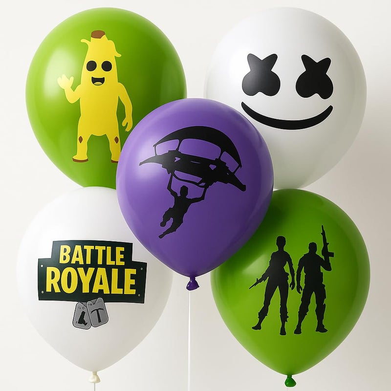 JenJen Tradition Battle Royale Video Game Theme Party Balloons for Kids Birthday Party Decorations 12" Latex Balloons For Outdoor Celebrations 24 Pieces in 6 Different Patterns - Image 1