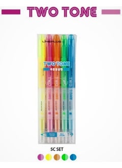 lineplus Twotone Highlighter Double Tip 5 Colors 348535  - Image 1