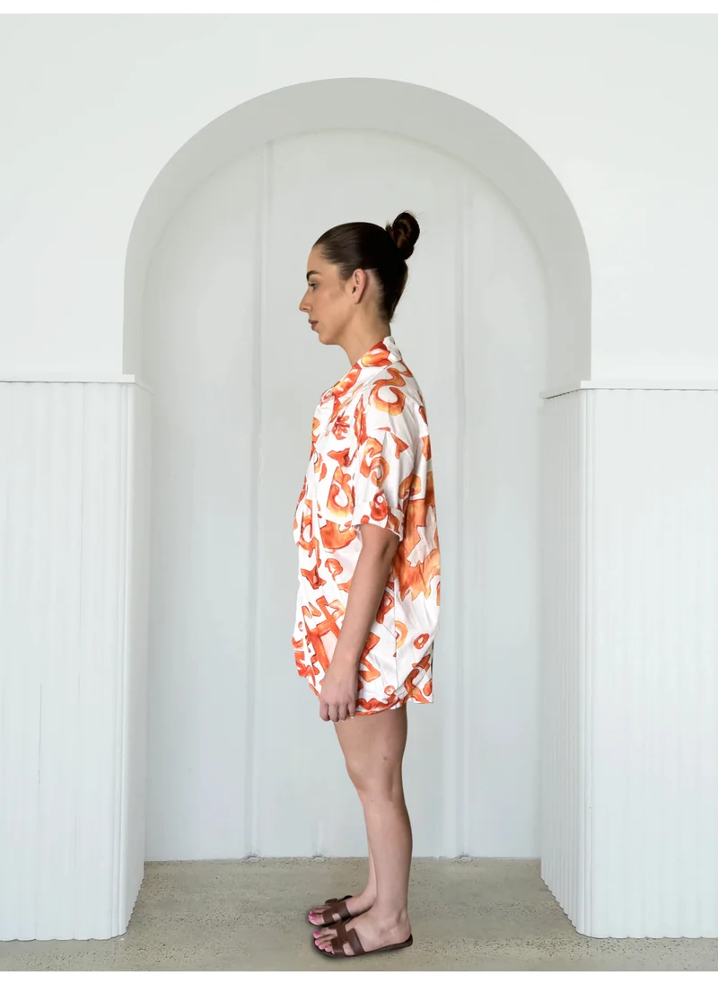 NOMAD Linen Sea Shell Print Button Down Top
