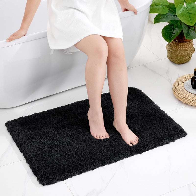 Disolla Black Bathroom Rug 24x36 NonSlip Plush Thick Bath Mat Highly Absorbent Ultra Soft Fluffy Floor Mat Machine Washable for Shower and Tub - Image 2
