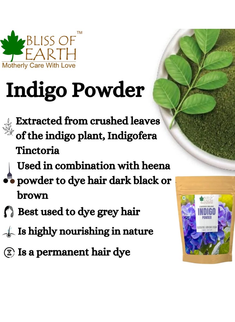 BLISS OF EARTH Organic Indigo Powder 453GM For Hair Black Organic Hair Dye make your hair dark and shine  - Image 2