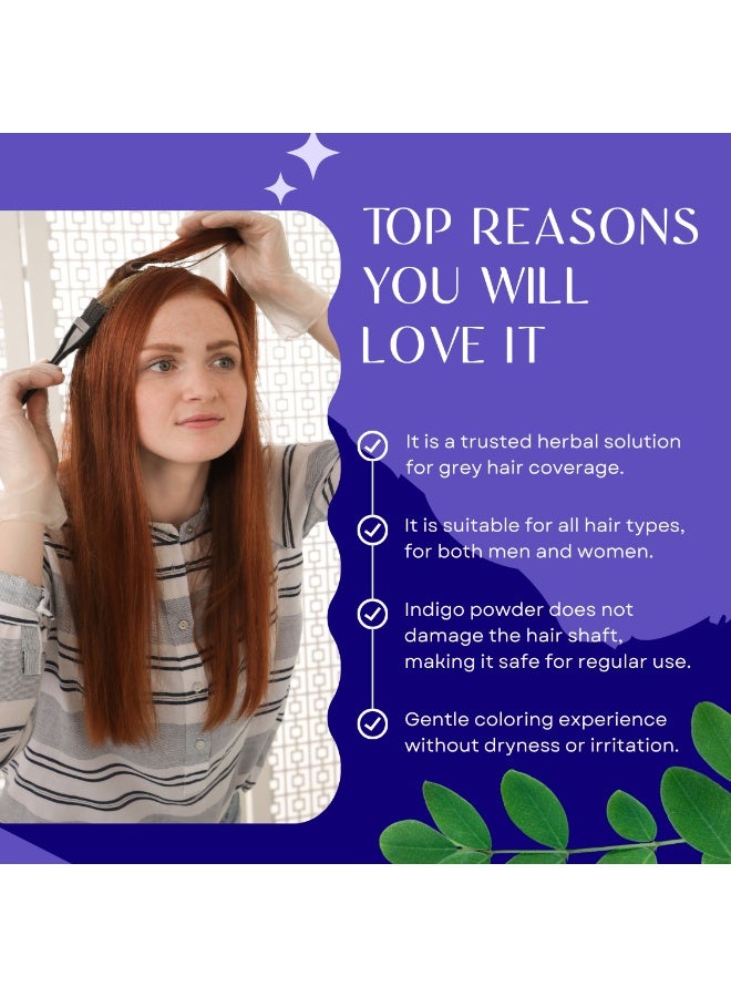 Bliss of Earth 453g Natural Indigo Powder for Hair – 100% Pure Herbal Hair Dye | Chemical-Free Black Hair Color | Ammonia-Free | For Grey Coverage | Plant Based Hair Colour – 453g - Image 3