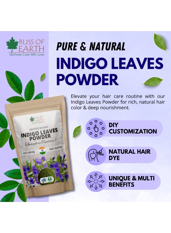 Bliss of Earth 453g Natural Indigo Powder for Hair – 100% Pure Herbal Hair Dye | Chemical-Free Black Hair Color | Ammonia-Free | For Grey Coverage | Plant Based Hair Colour – 453g - Image 2