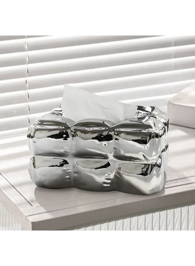 White Ceramic Tissue Box With Cloud Design For Living Room And Bathroom Decor - Image 5