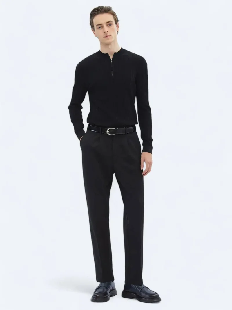 Kip Black Knitting Carrot Fit Casual Trousers