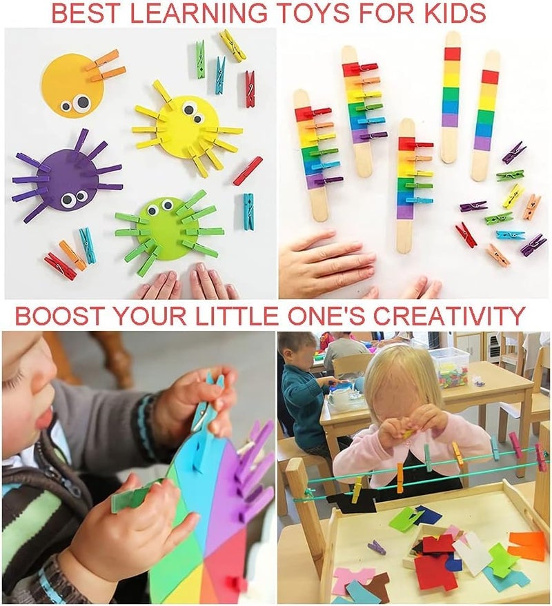 Prescent 50pc Multicolor 2 inch Wooden Clips for Pictures, Gift Packaging, Art and Craft, DIY, Decoration and Much More (Multicolor 2 Inch - Pack of 50) - Image 4