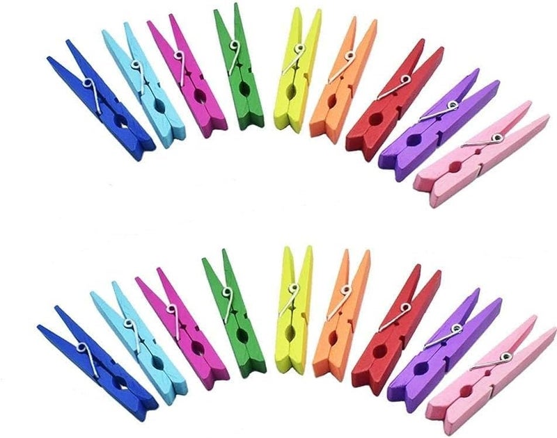 Prescent 50pc Multicolor 2 inch Wooden Clips for Pictures, Gift Packaging, Art and Craft, DIY, Decoration and Much More (Multicolor 2 Inch - Pack of 50) - Image 2