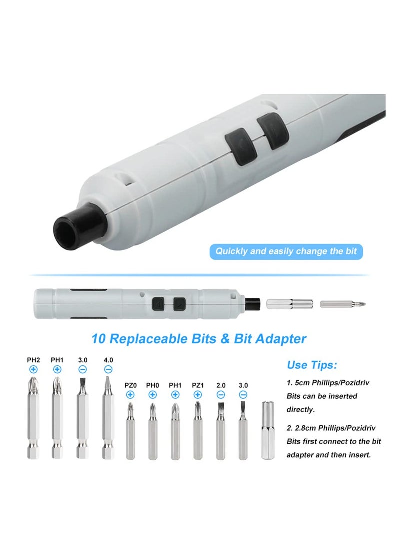 Excefore Electric Screwdriver Wireless Rechargeable, 3.6V/1110mAh Mini Portable Pen Screw Driver with 11pcs Precision Bits, USB Cable for Repair Tools - Image 3
