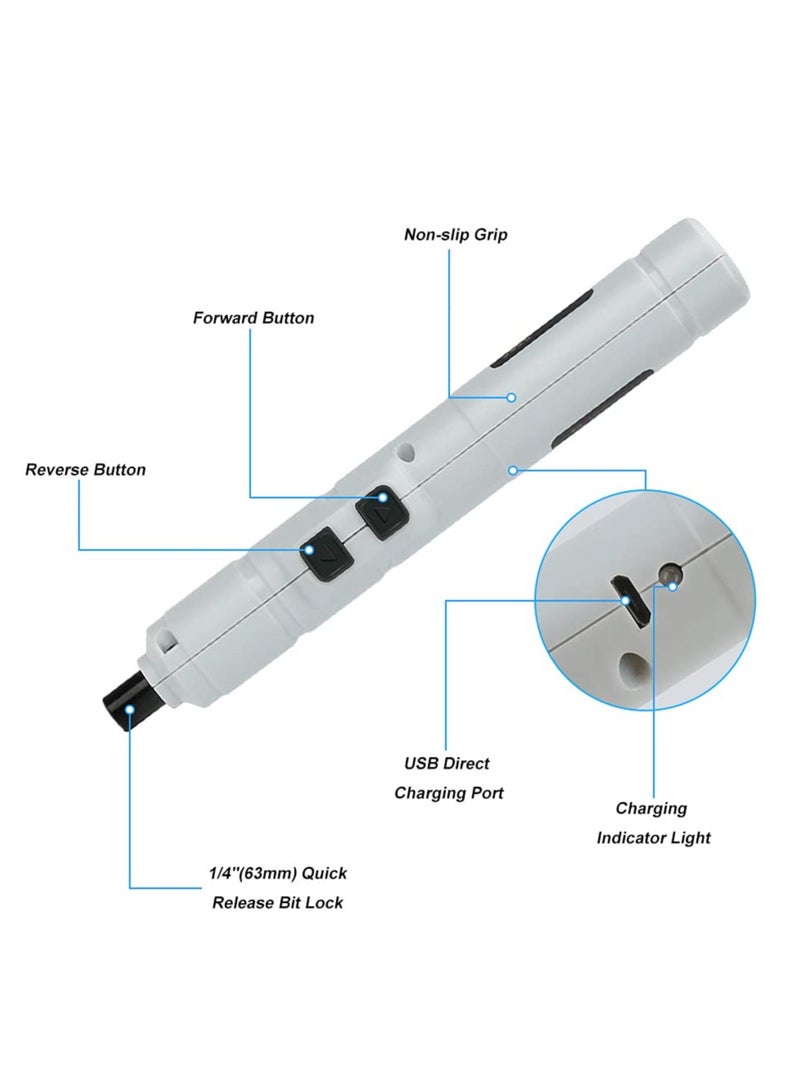 Excefore Electric Screwdriver Wireless Rechargeable, 3.6V/1110mAh Mini Portable Pen Screw Driver with 11pcs Precision Bits, USB Cable for Repair Tools - Image 4