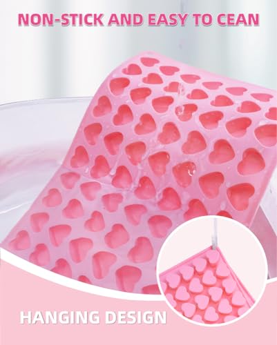 KKDINDAN Heart Silicone Gummy Molds 2 Pack with 2 Droppers, Mini Heart Chocolate Mold, Non-Stick Food Grade Ice Cube Tray for Hard Candy, Homemade treats, Soap, Jelly (Pink) - Image 4