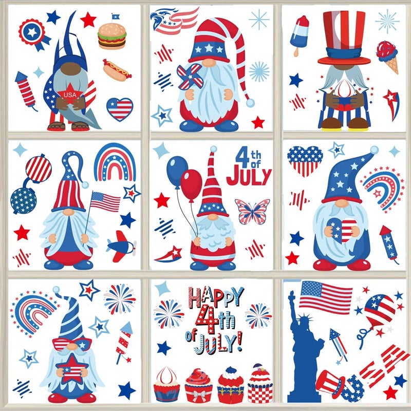 BLESOUYI Flag Window Clings 4th of July Independence Glass Window Decorations Stickers American Patriots Favors Window Decals Supplies
