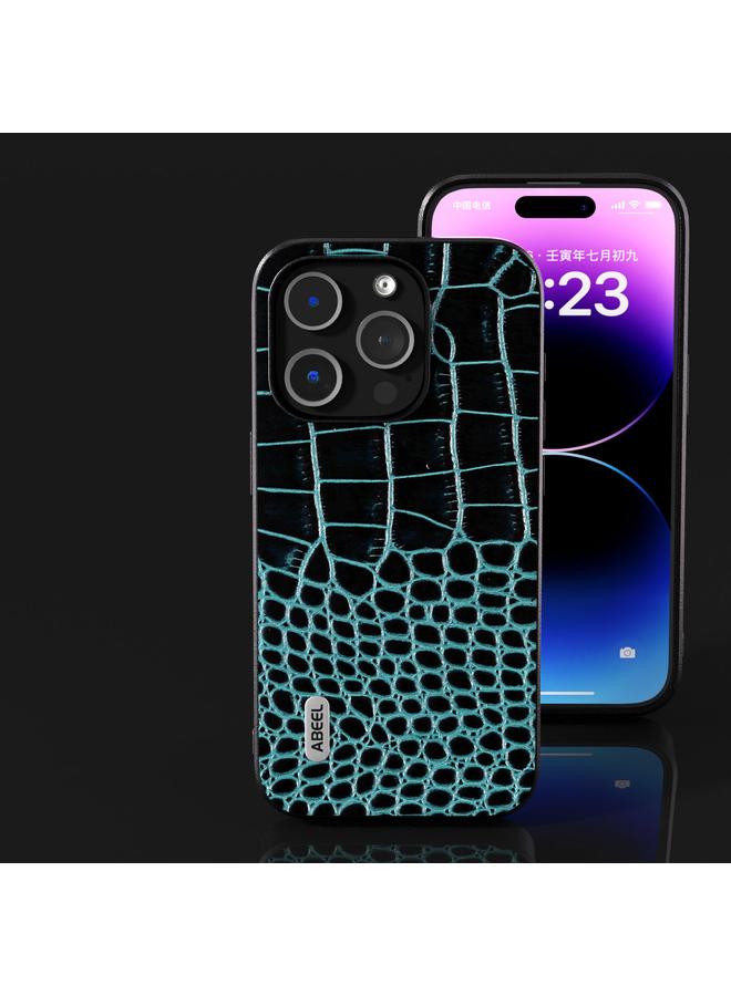 S-TOP Case For iPhone 15 Pro Max ABEEL Genuine Leather Crocodile Pattern Black Edge Phone Case - Image 4