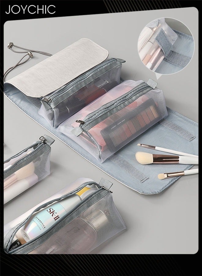 Joychic Detachable Travel Bathroom Portable Cosmetic Storage Bag Large Capacity Saving Space Toiletry Bag for Women and Men Grey - Image 1