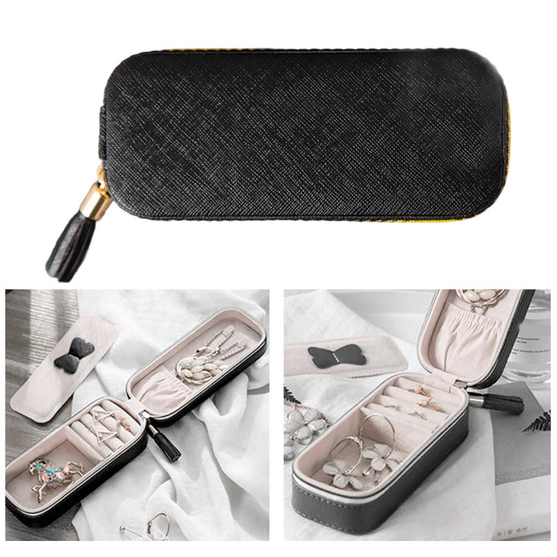 Scratch Design PU Travel Jewelry Box With Protective Padding Storage Compartments Portable Case Color A - Image 3