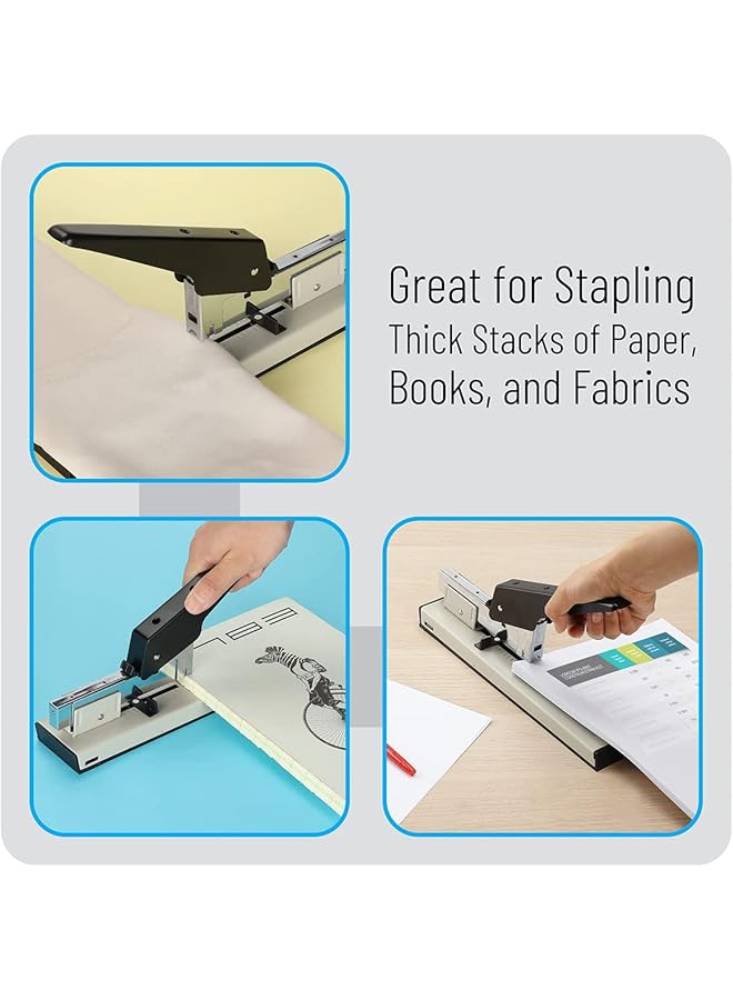 erorex Office Stapler Heavy Type Long Arm Metal Manual Stapler Bookbinding Stapling 120 Sheet High Capacity Office Tools Large Stapler Black Stapler For Financial School Desktop Thick Layer Stapler - Image 4