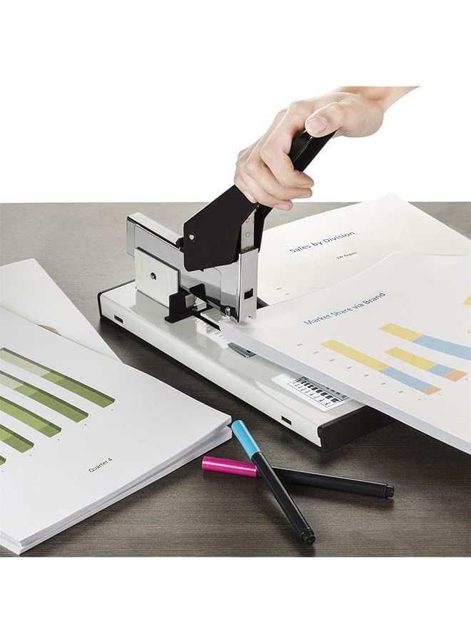 erorex Office Stapler Heavy Type Long Arm Metal Manual Stapler Bookbinding Stapling 120 Sheet High Capacity Office Tools Large Stapler Black Stapler For Financial School Desktop Thick Layer Stapler - Image 5