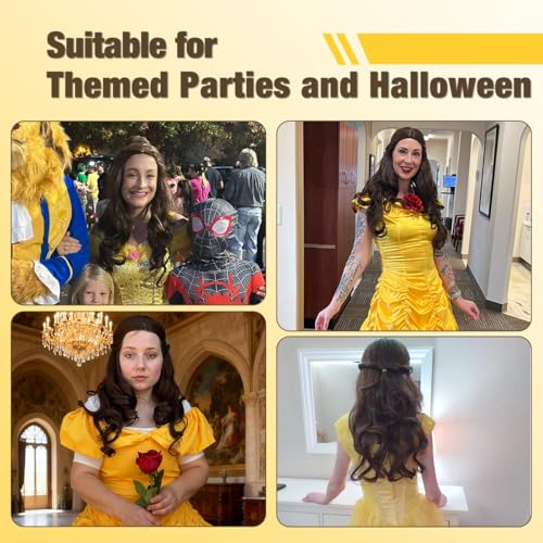 ColorGround Women’s Long Wavy Brown Prestyled Cosplay Costume Wig with Detachable Bun - Image 3