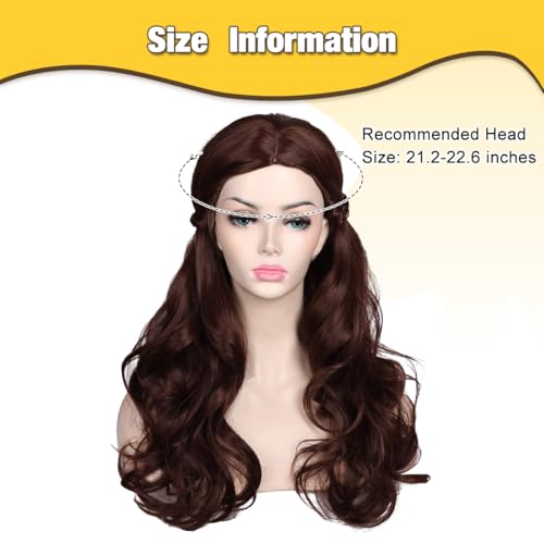 ColorGround Women’s Long Wavy Brown Prestyled Cosplay Costume Wig with Detachable Bun - Image 2