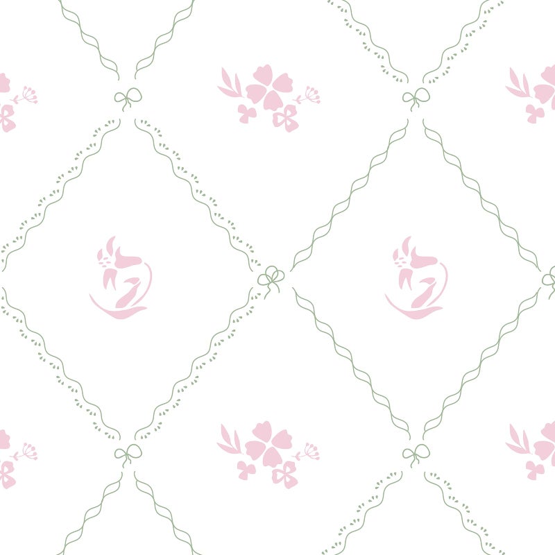 Hopepak Modern Peel and Stick Wallpaper Stripe Floral Wallpaper 17" x 78.7" Pink White Flower Bow Contact Paper Self Adhesive Removable Wall Paper Vinyl for Bedroom Bathroom Cabinets Wall Decor - Image 1