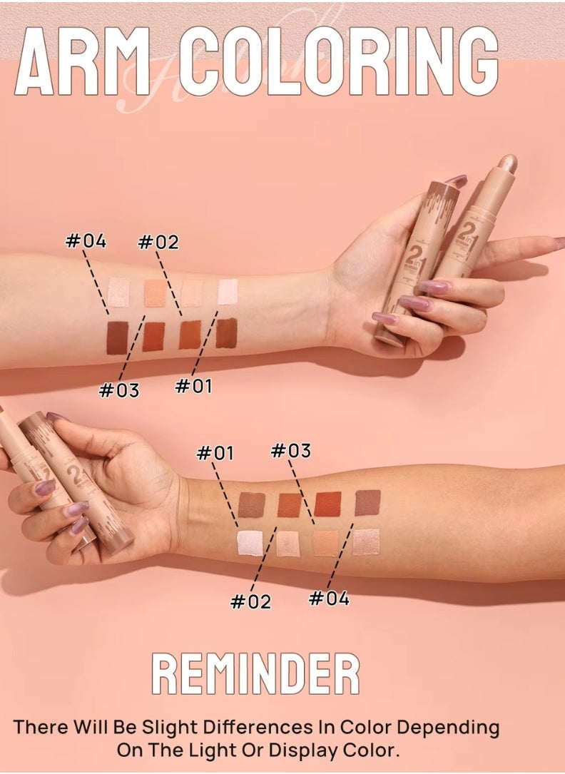 HelloKiss 2 in 1 Concealer Stick Highlighter and Contour Stick for Face Shaping and Contouring Multi Makeup Stick Concealer Contour Highlighter Stick Cream Light Ivory Light Coffee 02  - Image 5