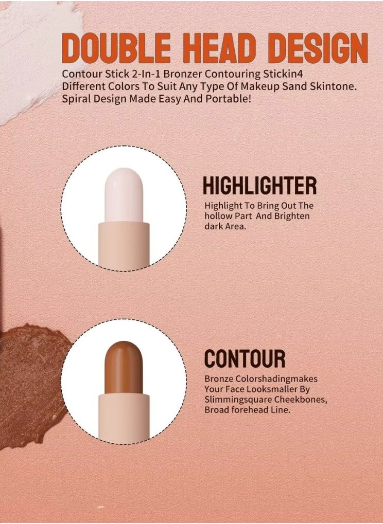 HelloKiss 2 in 1 Concealer Stick Highlighter and Contour Stick for Face Shaping and Contouring Multi Makeup Stick Concealer Contour Highlighter Stick Cream Light Ivory Light Coffee 02  - Image 4
