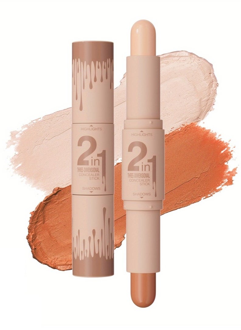 HelloKiss 2 in 1 Concealer Stick Highlighter and Contour Stick for Face Shaping and Contouring Multi Makeup Stick Concealer Contour Highlighter Stick Cream Light Ivory Light Coffee 02  - Image 1