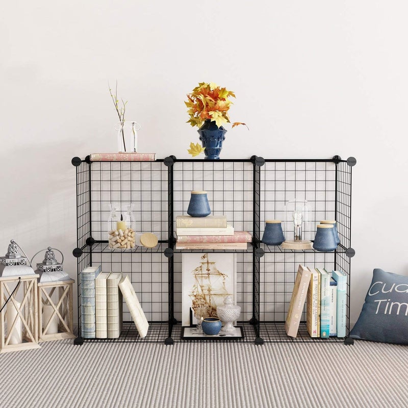 6-Cube DIY Wire Grid Bookcase, Multi Use Modular Storage Shelving Rack, Open Organizer Cabinet for Books, Toys, Clothes, Tools - Image 2