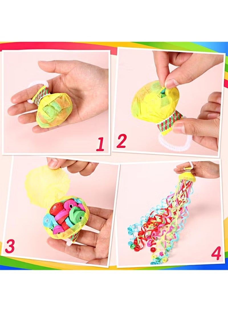 Realfrog 10Pcs Streamers Poppers Hand Throw Streamers with Colorful Ribbon No Mess Confetti Crackers for Wedding, Party, Graduation, Birthday, Celebration - Image 2
