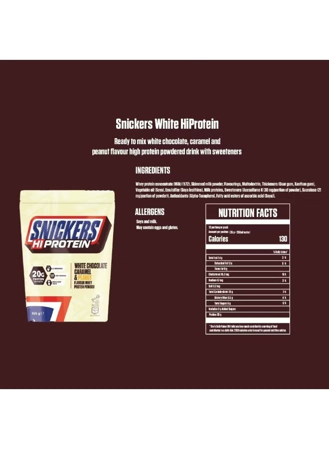Snickers Whey Protein Powder White Chocolate Caramel & Peanut – 20g Protein, 13 Servings High Protein Supplement - Image 2