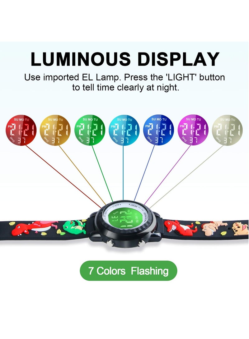 ساعات أطفال ثلاثية الأبعاد كرتون LED مقاومة للماء ساعة معصم للأطفال بحزام سيليكون هدايا للأطفال الصغار للأولاد والبنات - Image 2